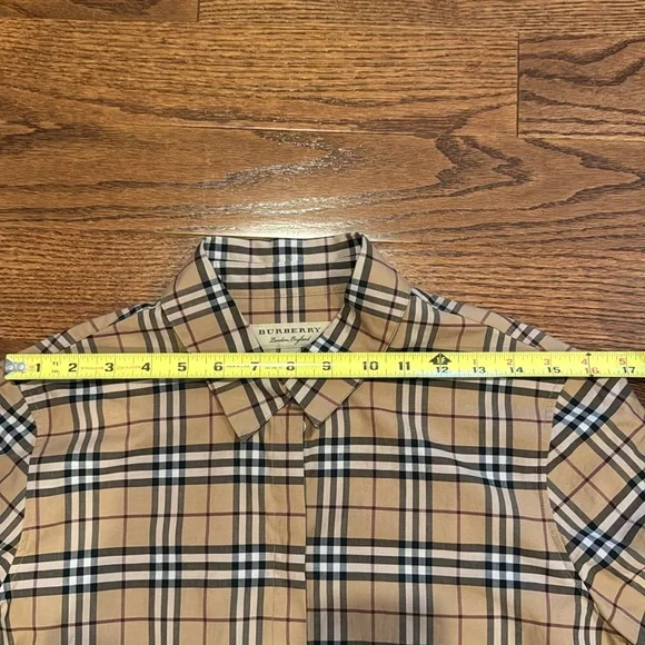 Burberry Beige and Black Checkered Button-Down Shirt - Picture 11 of 14